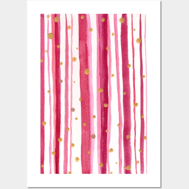 Golden leaf fall in magenta forest Wall Art by Wolshebnaja